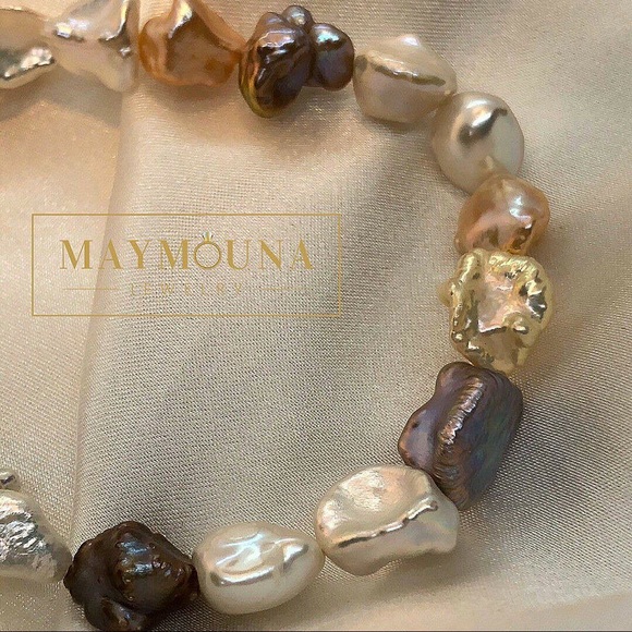 ELASTIC MULTI-COLOR FRESHWATER PEARLS BRACELET - Picture 2 of 5